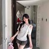 Vintage Cable Knit Off-shoulder Short-sleeve T-shirt for Women, New Summer Design, Elegant Slim and Versatile Slimming Top