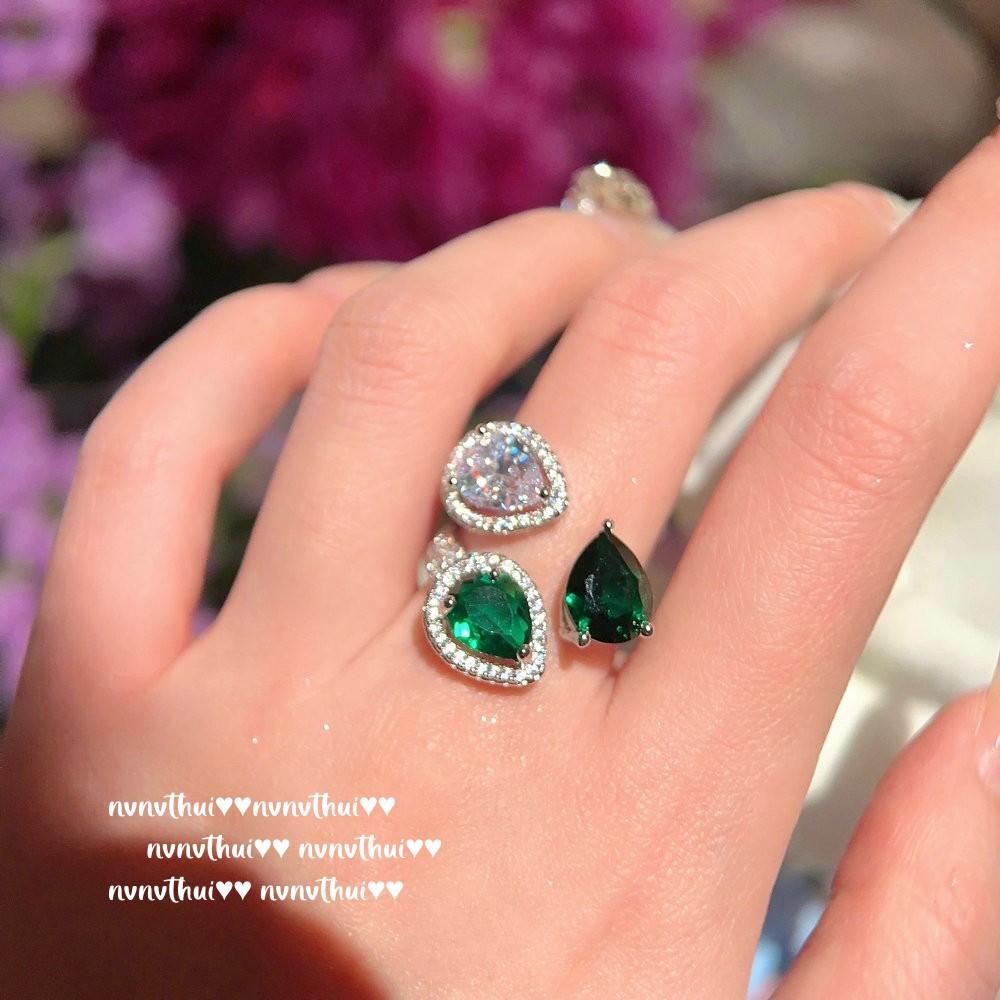 Princess Tears Malachite Green Water Drop Gemstone Ring, Rich Gold, 18K Gold Plated, Emerald Square Zircon Earrings.