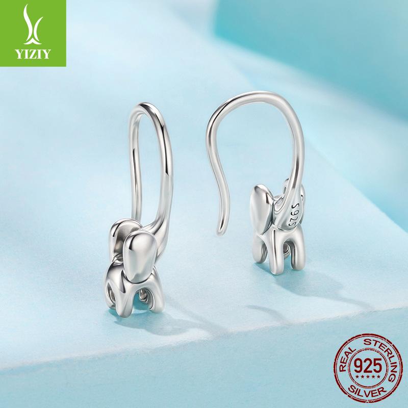 Animal Baby Elephant S925 Sterling Silver Ear Hook, Simple And Cute Animal Lucky Earrings Earrings