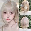 Lolita Short Bobo Hair Hair Extension Synthetic Wigs with Bangs Blond Anime Cosplay Wigs  Daily