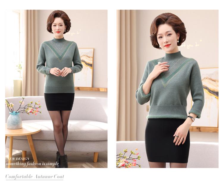 Mom's Winter Velvet Sweater - Stylish High-Neck Base Layer for Middle-aged & Elderly Women