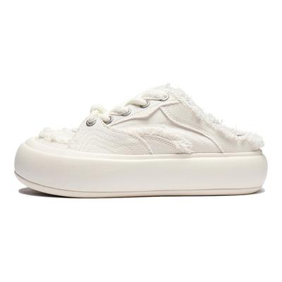 Li Ning Puff Mule Comfortable Versatile Shock Absorbing Durable Low Top Sneakers Women Sneakers Off-White AZGU014-2