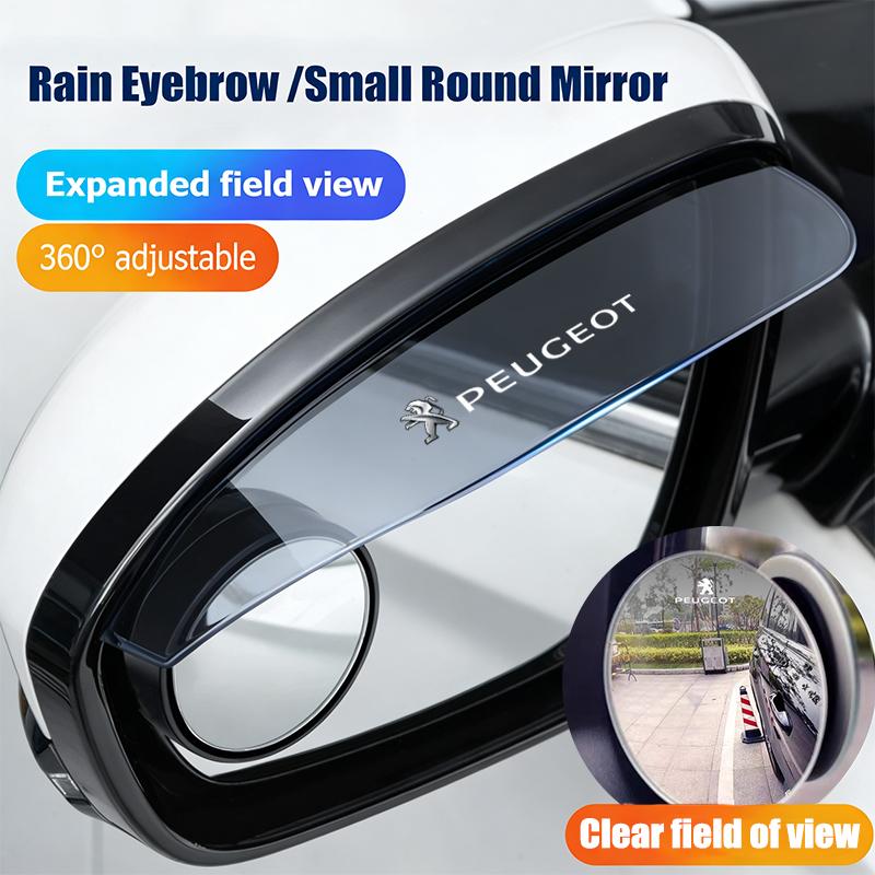 Car Rearview Mirror Rain Shield Blind Spot Wide Angle Small Round Mirror For Peugeot 408 4008 308 3008 Rifter 5008 508 2008 208