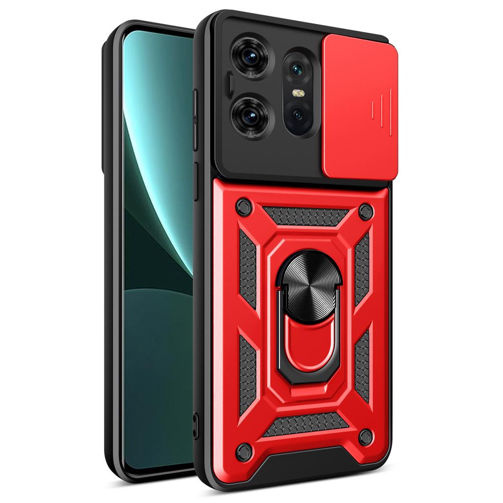 For Motorola Edge 50 Pro 5G Case PC+TPU Back Cover with Lens Protector+Kickstand