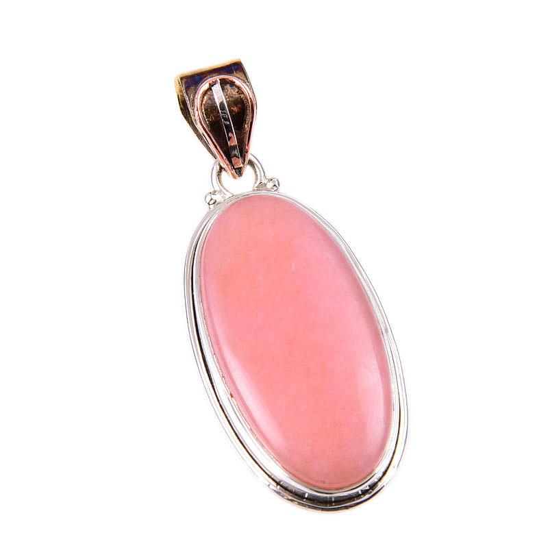Natural Pink Opal Gemstone Handmade 925 Solid Sterling Silver Pendant 1.75" W7S76