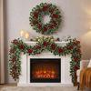 Artificial Red Berry Christmas Wreath & Greenery Ornaments for Home Decor