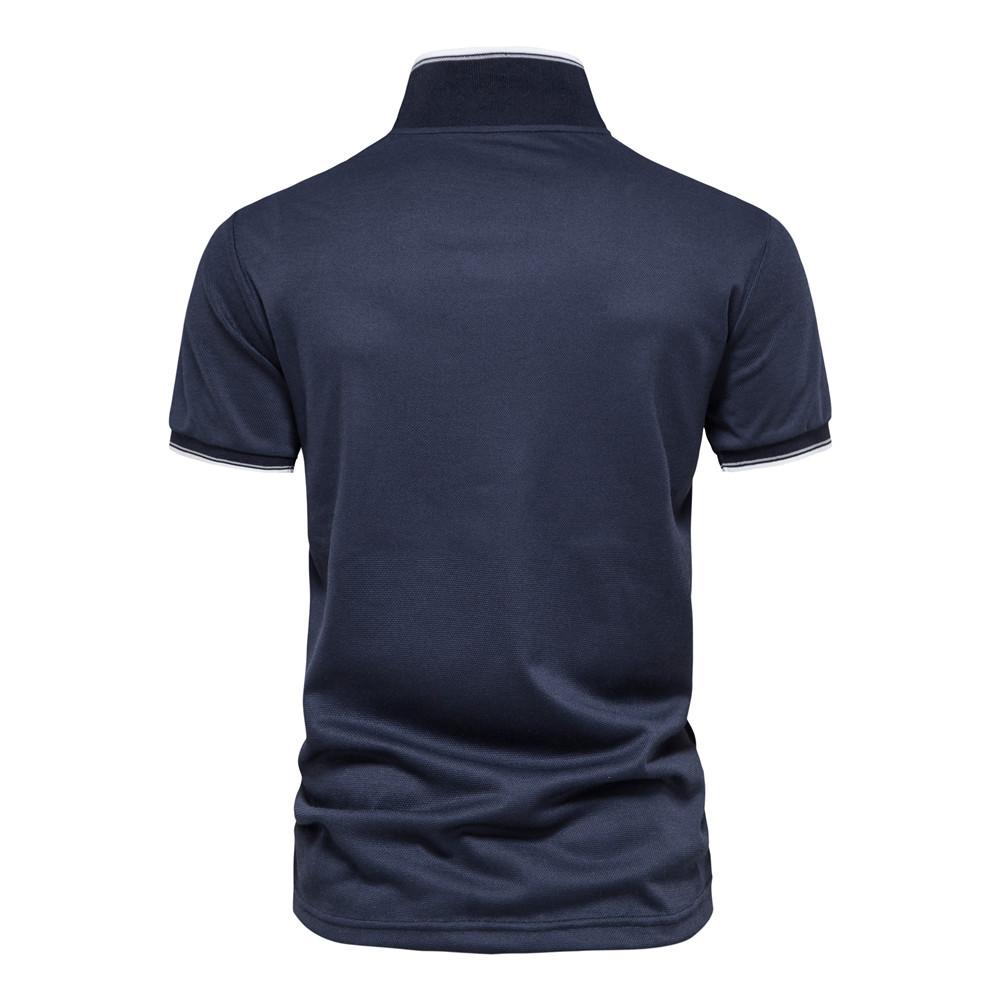 European and American Style Men's Spring Summer T-Shirt Solid V-Neck Polo Shirt Workwear Fashion Short Sleeve Top
