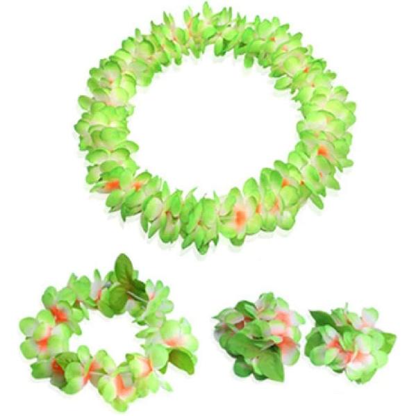 Hawaiian Leis Party Silk Flower Leis 41inch Thicken Hawaiian Leis Garland Headband Leis and Hand Leis for Graduation Hula Dance Luau Party, Photo