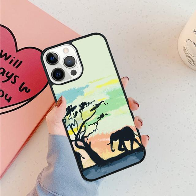 African Elephant Silhouette Phone Case For iPhone 17 Air 15 16 16e 11 12 13 14 Pro Max Cover For iPhone 17 Air Max Plus Fundas
