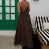 Women's Temperament, Elegant and Fashionable Suspender Pleated Solid Color High-waisted Long Dress