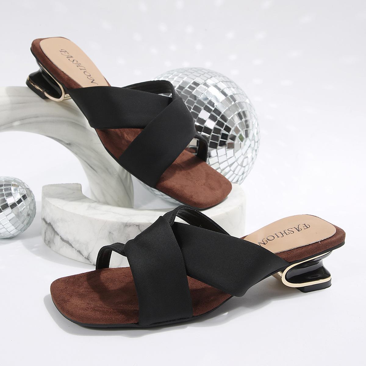 Pegged Platform Slippers, Women s Shoes, New Style High Heels, Sandals 35 чёрный