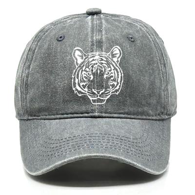 Weißer Tigerkopf-Aufdruck Verstellbare Kappen Dad Hat Passform Unisex Tier-Muster Snapback Baseballkappe Wahl für Outdoor-Aktivitäten