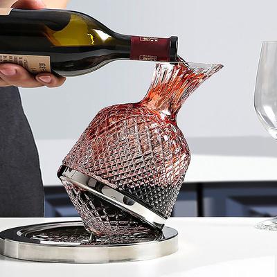 Decantador de vidrio de alta calidad con rotación de 360 grados, 1500 ml, dispensador de vino, aireador, jarra con espejo, regalo, decoración de bar