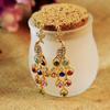 Women Bohemian Retro Peacock Eardrop Pendant Rhinestone Big Dangle Drop Earrings