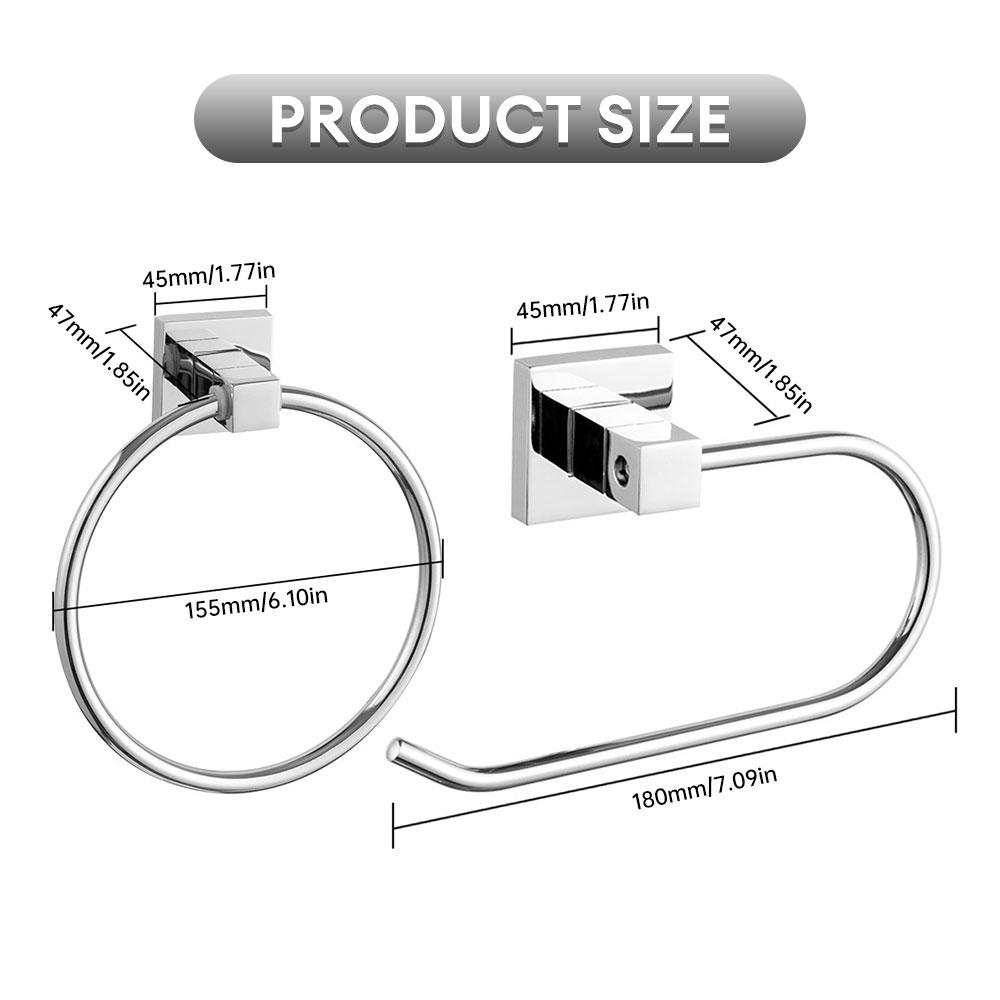 

2 шт. Держатель для полотенец для ванной комнаты, Экономия места, Нержавеющая сталь, Настенный, Вешалка для полотенец, Легкая установка, Круглое кольцо для полотенец, Кухонное хранение