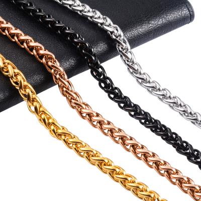 Classic Stainless Steel Necklace Wheat Link Chain for Women Men Choker On Neck Collar Fashion Jewelry Making Accessories DIY