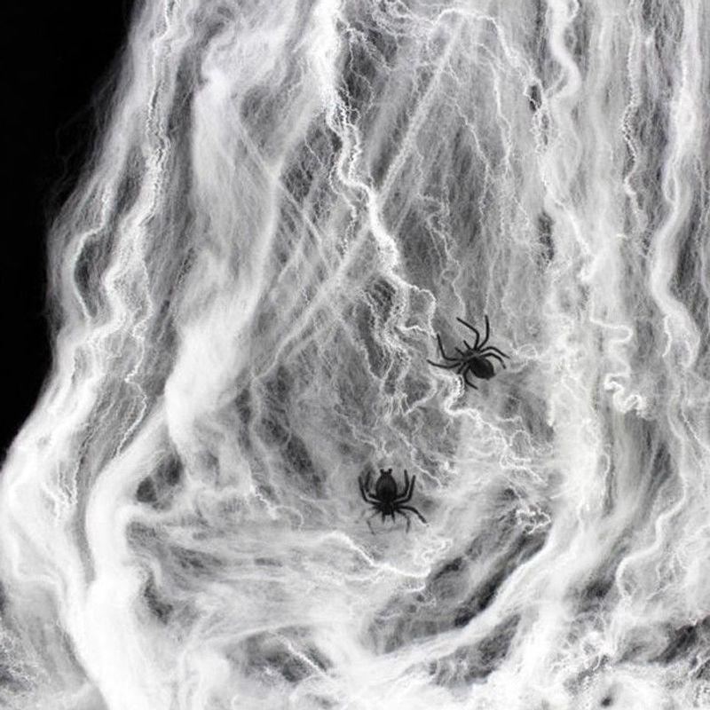 Haunted House Halloween Spider Web and Silk Decorations with Spiders