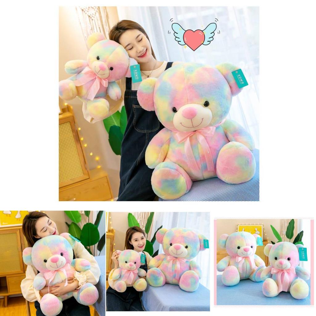 Rainbow Bear Plush Toy With Soft Cotton Material For Kids And Birthday Gift