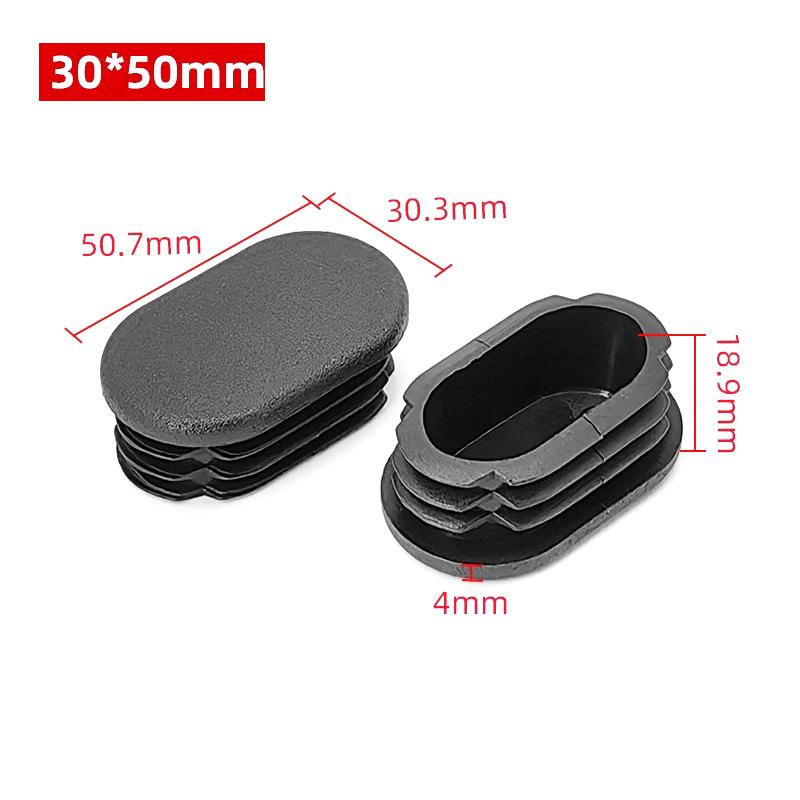Tapones de Extremo de Cierre de Plástico Rectangular Ovalado Negro para Tubos Tubos Tapones Tapones Tapón para Pies de Mesa Patas de Silla