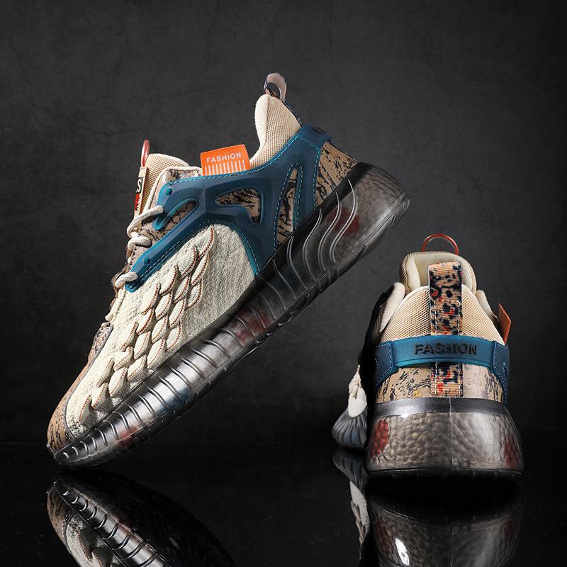 Shoes Men's Spring and Summer New Fish Scale Flying Woven Mesh Sports Shoes Youth Outdoor Fashion Trend Casual Running Shoes