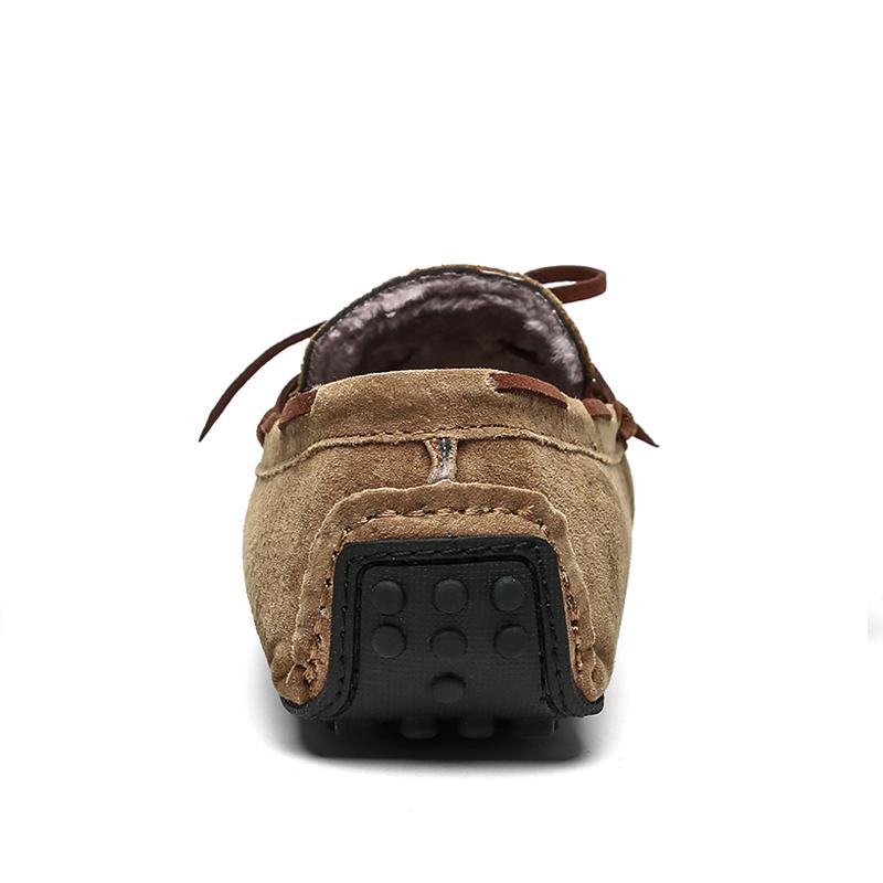 Genuine Leather Warm Loafers Men Shoes Slip-on Driving Flats Men Casual Walking Shoes Moccasins Soft Sole Lazy Shoes Size 38~49