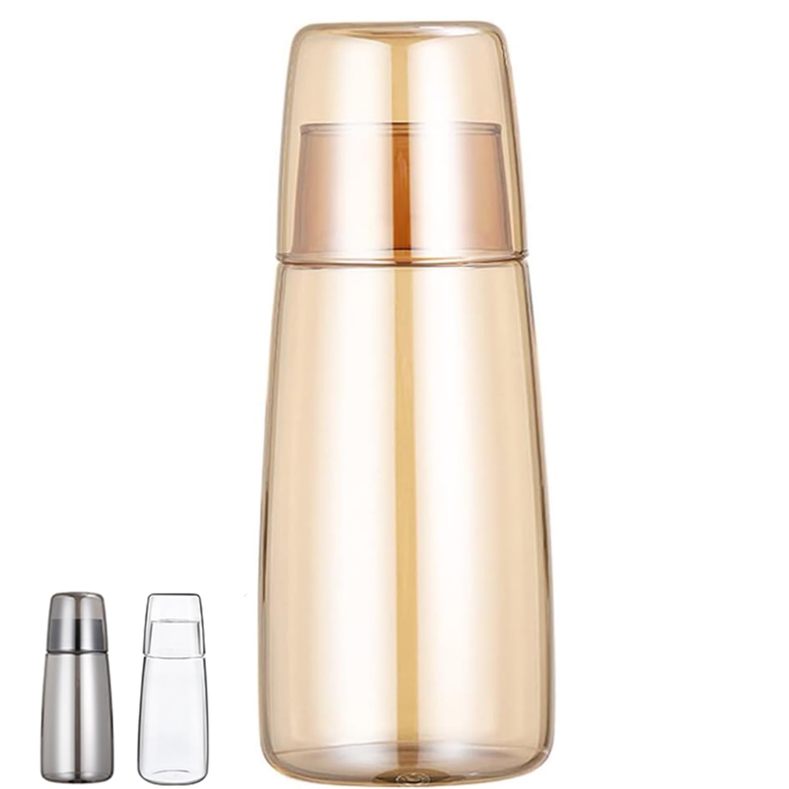 

Набор прикроватного столика с бутылкой для воды из стекла, набор для ночного питья с крышкой для стакана, бутылка для полоскания рта для спальни, ванной комнаты и кухни, 25 унций/750 мл (амбра)