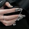 4/5Pcs Fingertip Ring Irregular Metal Silver Color Finger Ring Set Women Alloy Finger Cot Chain Nail Ring Party Jewelry