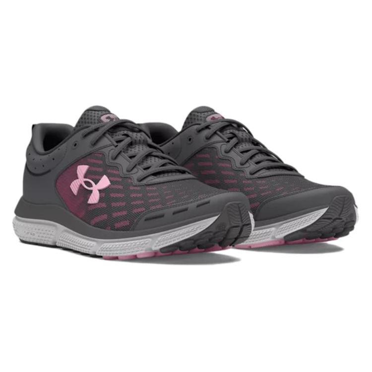 Under Armour Charged Assert 10 Cushioning Low Top Running Shoes Women's Gray Pink 3026179-108