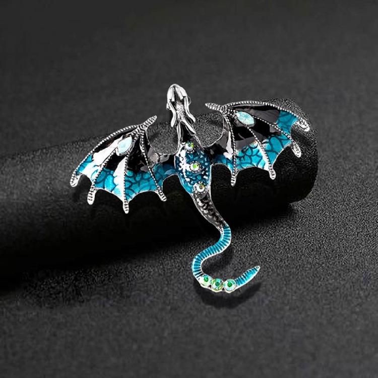Pterosaur Enamel Brooch Pin Winter Rhinestone Lapel Pin Gothic Winter Jewelry