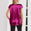 Damen Oberteile Mode Lässig V-Ausschnitt Kurzarm Bluse Business Lässige Oberteile Satin Seide Sommerhemd Arbeits Tuniken Oberteile