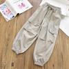 Autumn Fashionable Kids Cargo Joggers Ankle Pants Casual Trousers Light Breathable Summer Outfit