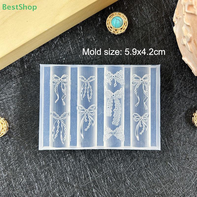 3D Relief Silicone Nail Art Molds Cartoon Bow Rabbit Frame Gemstone Design DIY Nail Decor Transparent Manicure Template