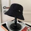 Simple big head circumference bucket hat women's spring and summer thin sunshade sunscreen basin hat showing small face plain bucket hat