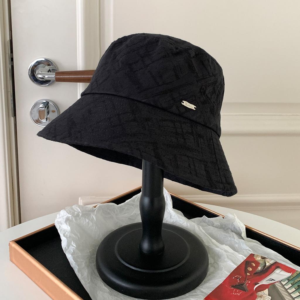 Simple big head circumference bucket hat women's spring and summer thin sunshade sunscreen basin hat showing small face plain bucket hat
