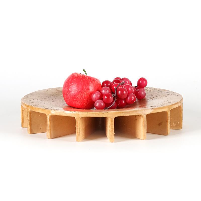 Modern Wabi-sabi Style Imitation Travertine Tall Tray Ornaments Living Room Exhibition Hall Model Room Desktop Decoration Round Storage Tray