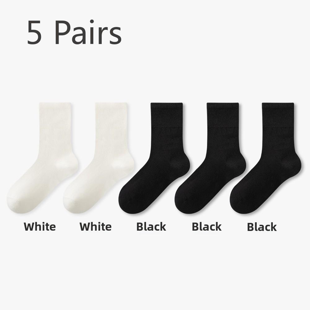 5 Pairs of Men's and Women's Spring and Autumn Anti-odour Sweat-absorbent Super-loose Mid-calf Socks