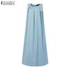 ZANZEA Women Casual Round Neck Summer Sleeveless Dress