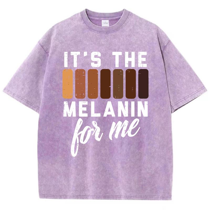 Vintage Dámská trička s kyselým praním It'S The Melanin For Me Potisk Trička Nadměrná Pohodlná Bavlna Krátký Rukáv Oblečení