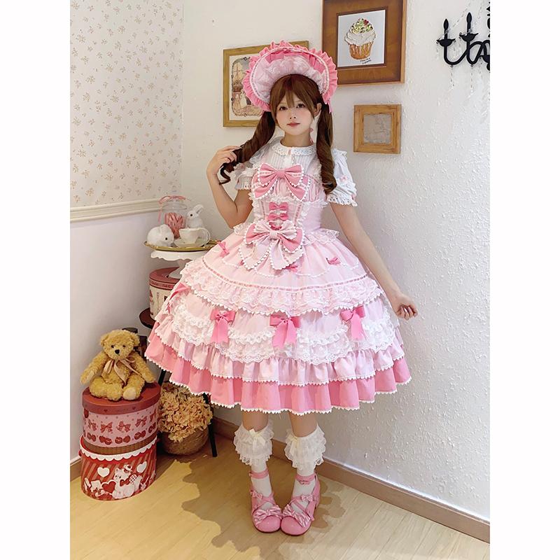 Summer Sweet Lolita Dress Cute Princess Lace Sweet Laminated Long