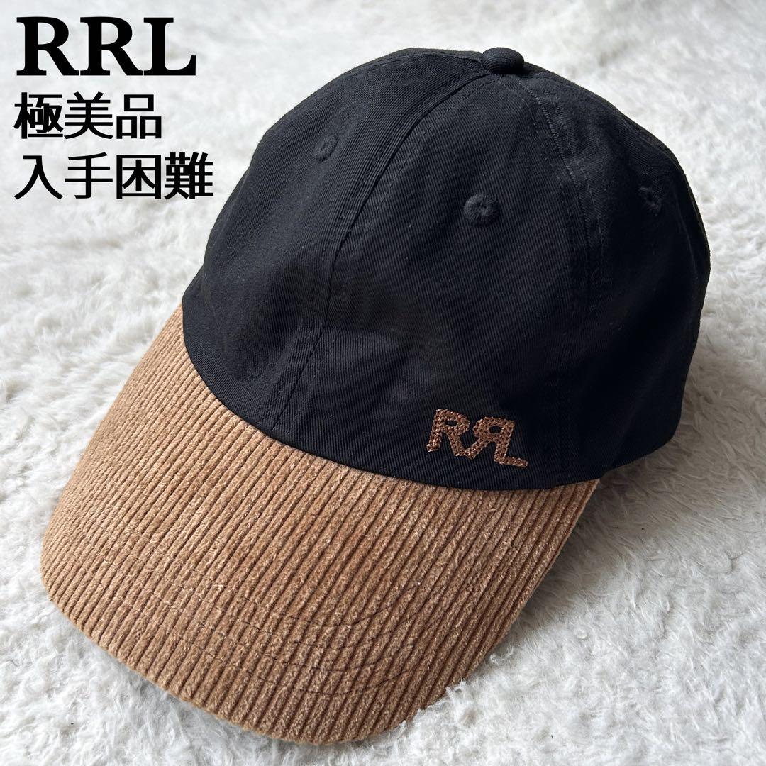 

[USED] Double RL Cap with Embroidered Logo and Corduroy Trim, Black, Rare