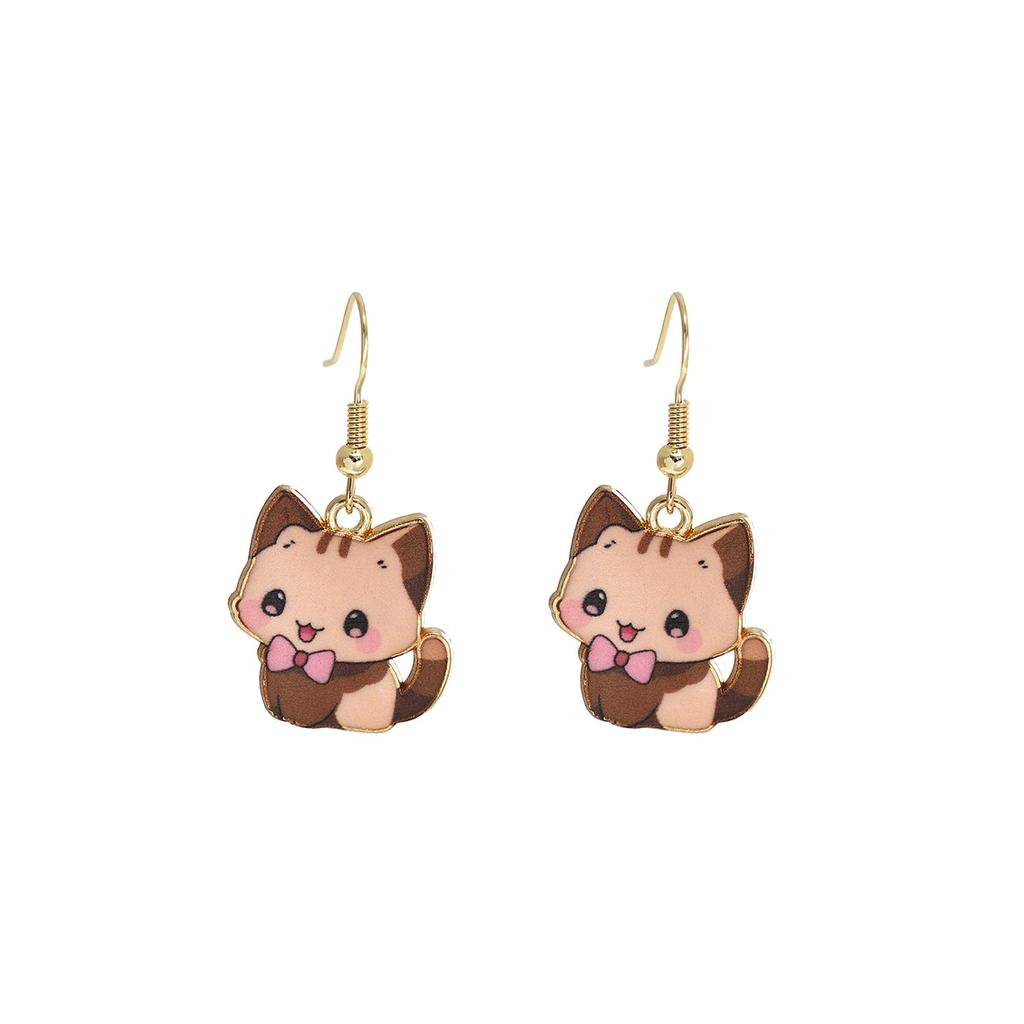 Fun Cartoon Cute Kitten Earrings, Creative Simple Earrings Animal Earrings
