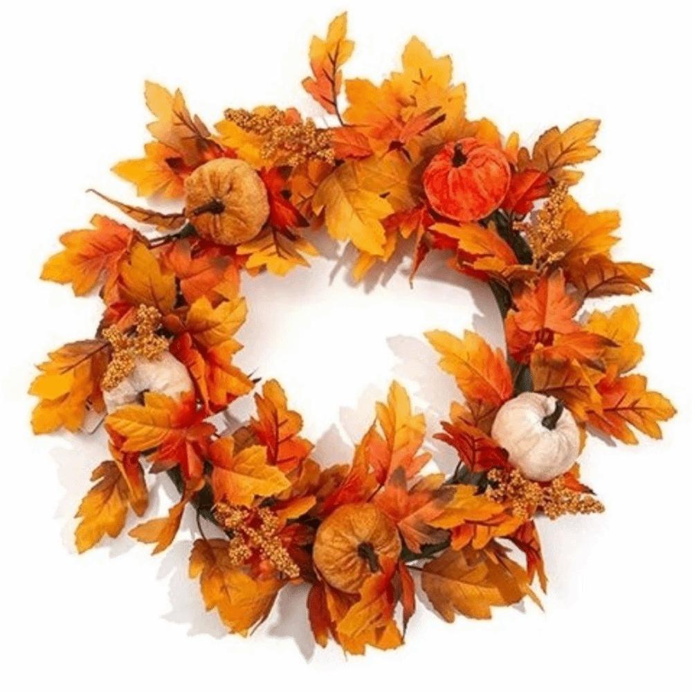 Autumn Maple Leaf Door Wreath Rustic Style Artificial Wreath Fall Wreath Farmhouse Decor