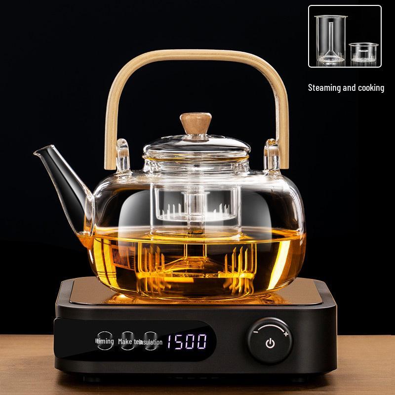 

Electric Ceramic Tea Maker Stove Set - High-Temperature Glass Boiling Kettle with Handle, Small Electric Heating Steaming Kettle.