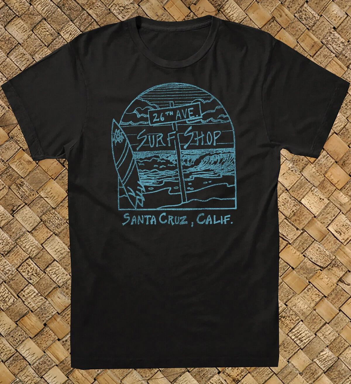 Retro Surf T Shirt 100% Cotton Vtg Art 26th Ave Shop Santa Cruz CA Surfer L