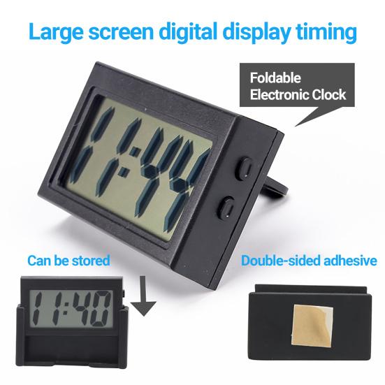 Electronic Clock Self-adhesive Mini LCD Display Large Screen Table Dashboard Desk Digital Clock for Home