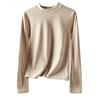 Spring Autumn Winter Coconut Fleece Base Layer Women Can Be Outer Wear Small Round Neck Stand Collar Premium Structured Shoulder Long Sleeve Top