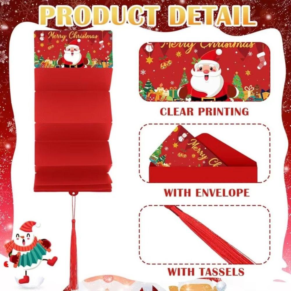 New Christmas Cash Gift Envelope Santa Claus Folding Banknote Card Christmas Money Holder with 10 Slots Surprise Party Money Box