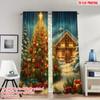 2pcs 2D Flat Printing Fashionable Christmas Curtains Christmas House Snowfall Gifts Digital Printed Polyester Drapes Holiday