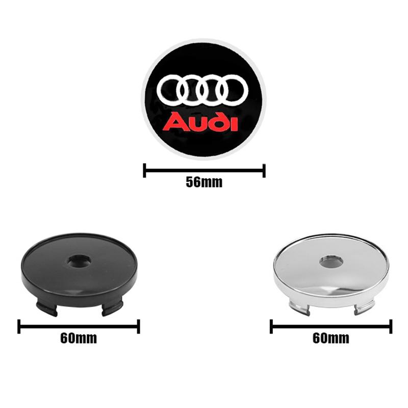 4Pcs 56mm 60mm Car Wheel Center Hub Cap Covers Sticker For R1 A3 A4 A5 A6 C5 B5 B6 B7 A7 A8 Q7 Q5 Q3 RS TT Sline Quattro Badgev1