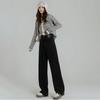Autumn and winter 2025 double-breasted Spice Girl high-waisted jeans women's drape and thin straight-leg pants design sense niche tide